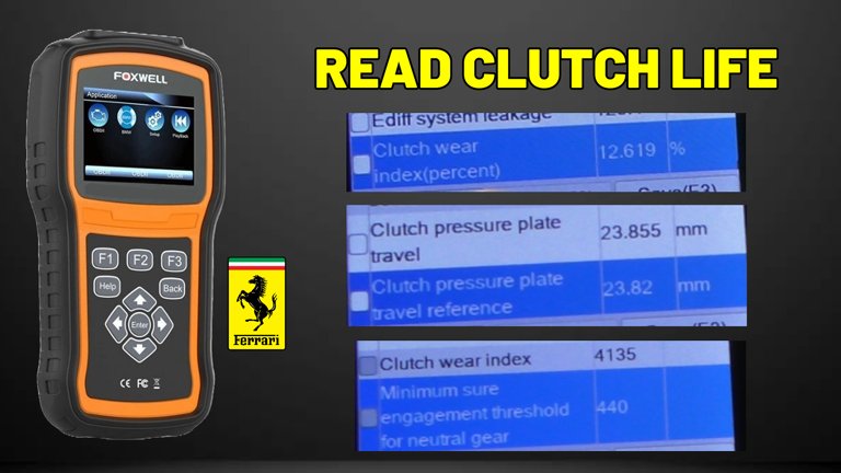 HOW TO READ FERRARI CLUTCH LIFE WEAR INDEX SLIPPAGE ETC EASY DIANOSTIC WORLD NT530 PLUS FERRARI