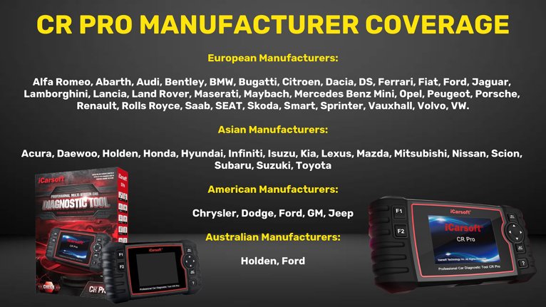 ICARSOFT CR PRO ENHANCED VERSION MANUFACTURER COVERAGE DIAGNOSTIC WORLD OBD2 SCAN TOOL