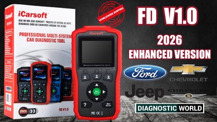 2026 iCarsoft FD V1.0 Enhanced Version Software Genuine Official FORD CHEVROLET JEEP CHRYSLER Diagnostic Scan Tool