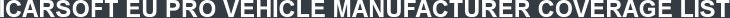 ICARSOFT EU PRO VEHICLE MANUFACTURER COVERAGE LIST