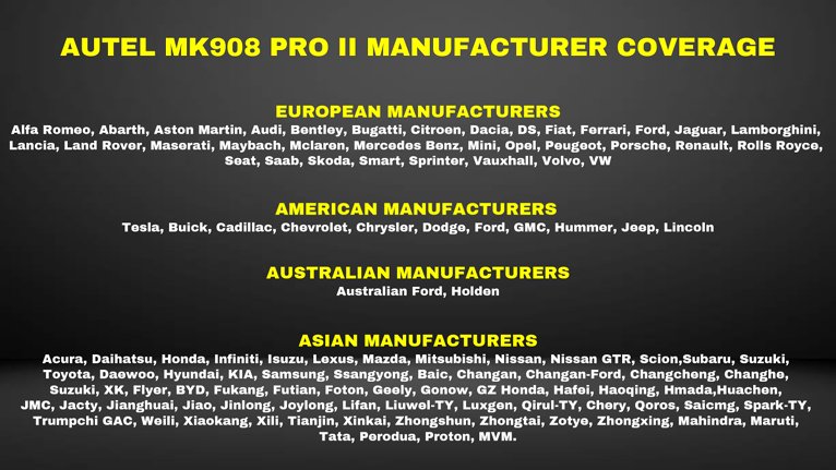 autel mk908 pro II official manufacturer list