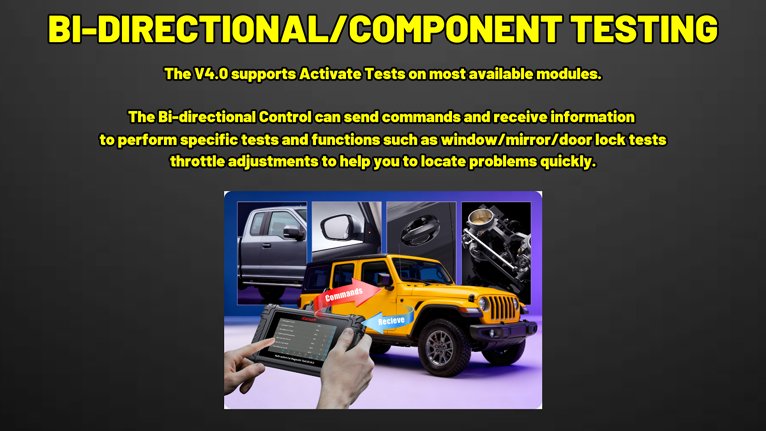 ICARSOFT US V4.0 FORD JEEP GM CHEVROLET CHRYSLER BI DIRECTIONAL COMPONENT TESTING